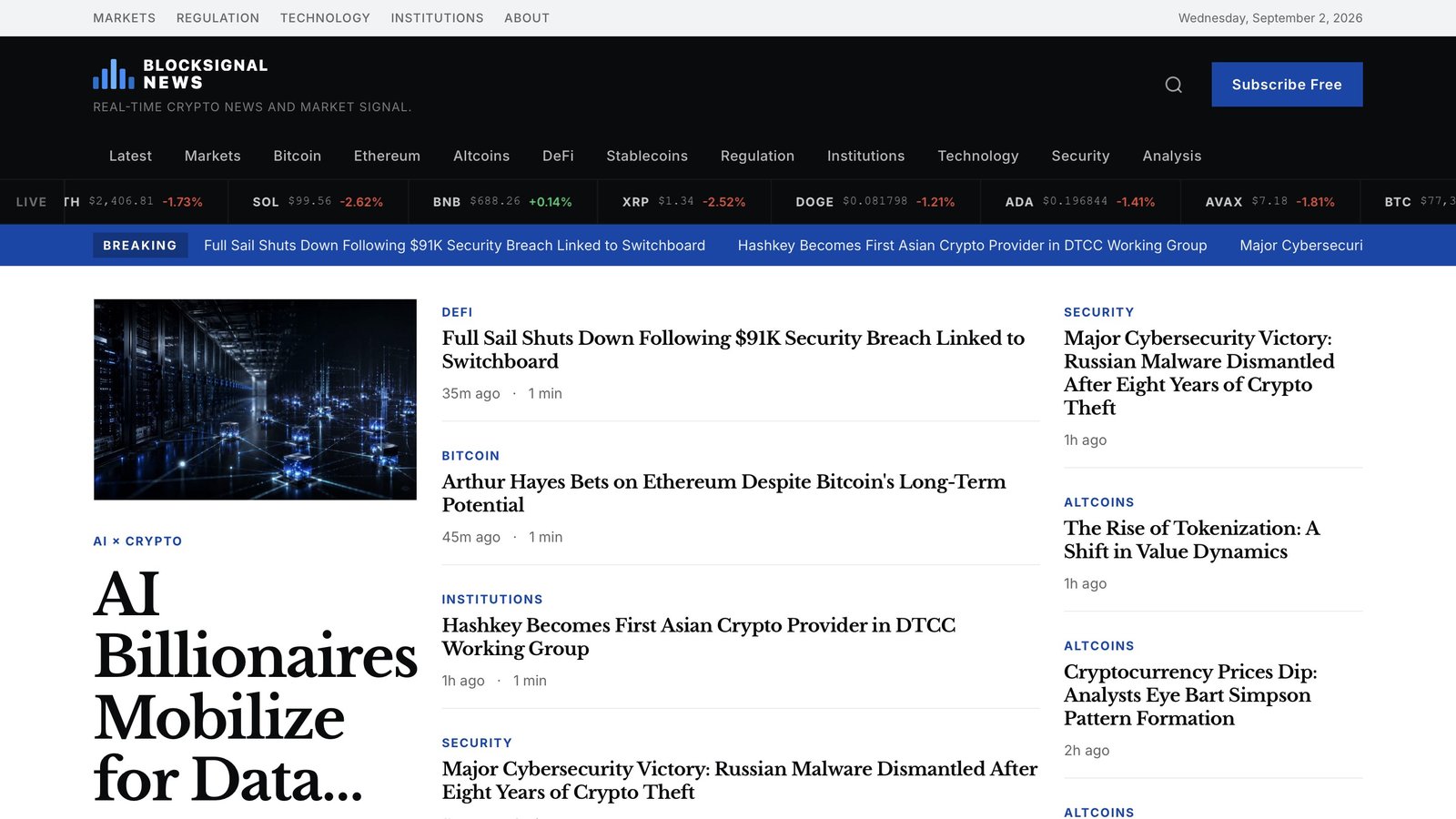 BlockSignal News — Custom PHP πλατφόρμα ειδήσεων κρυπτονομισμάτων σε πραγματικό χρόνο