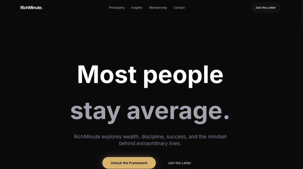 RichMinuteHQ — custom PHP, HTML and CSS website